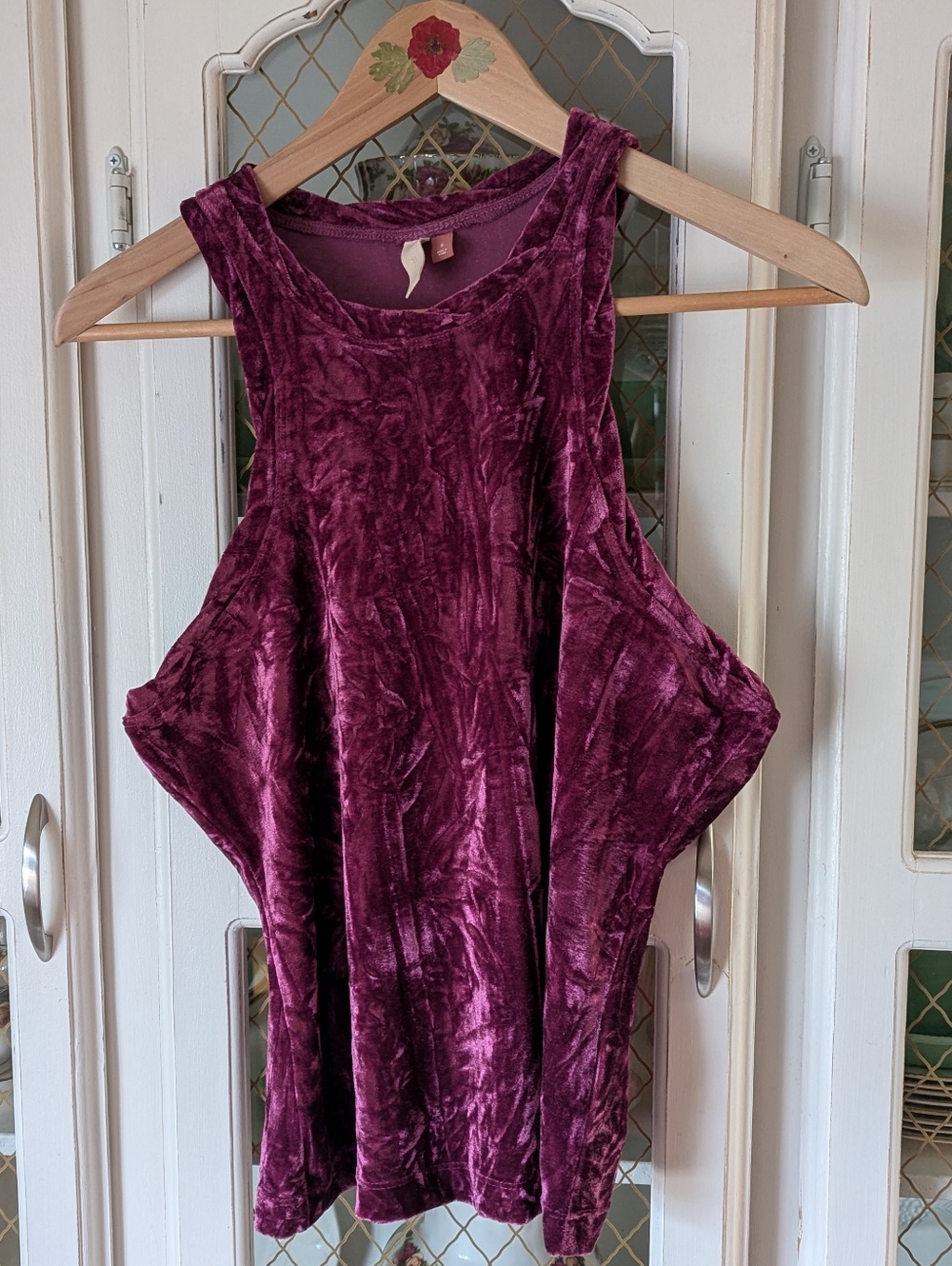 Anthropologie Racer Back Crushed Velvet Tank Top Plum Pilcro Boho Fall Fashion - Picture 3 of 8